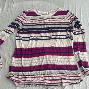 Striped Long Sleeve Top - Purple, Navy, and White